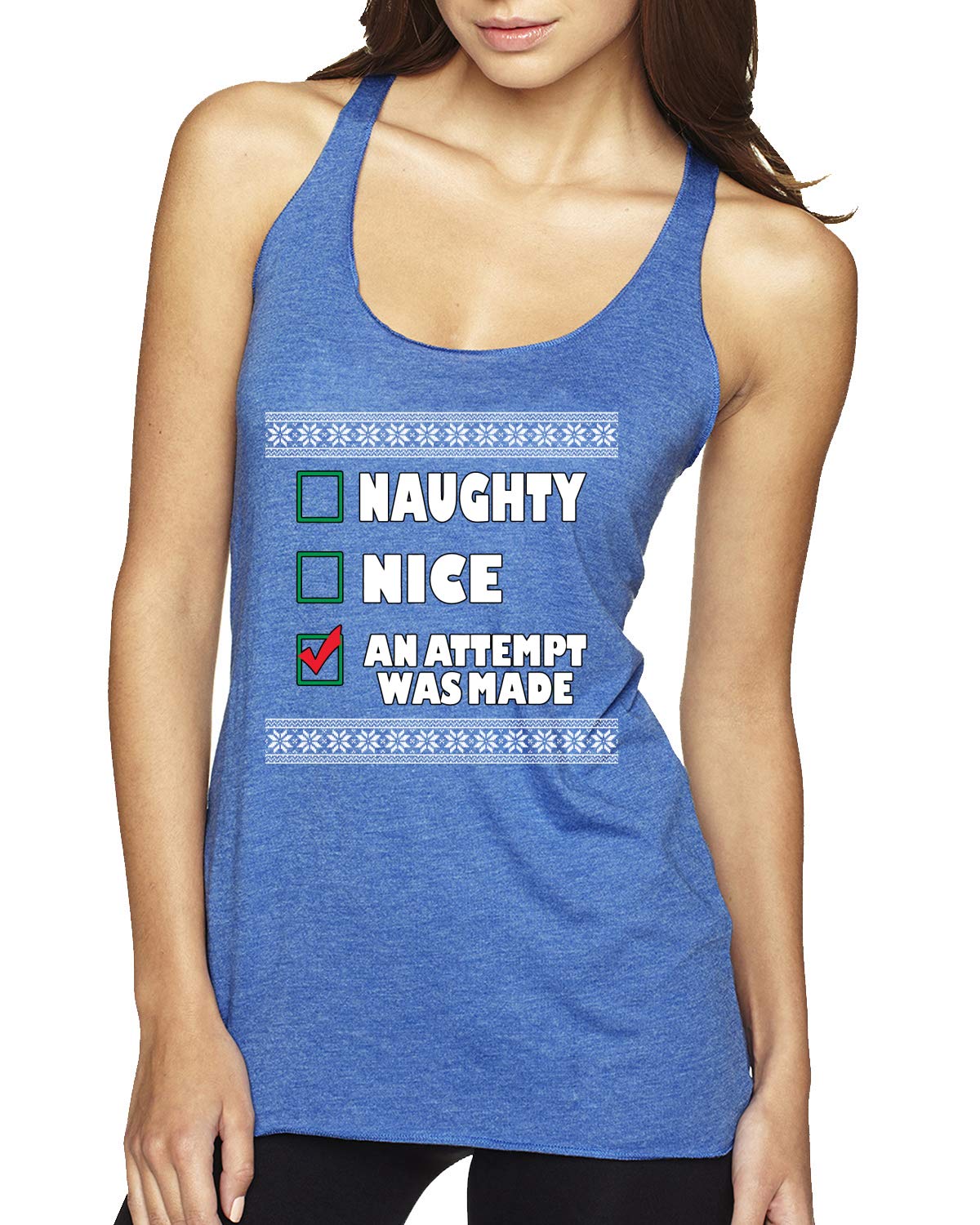 Funny Naughty an Attempt was Made Christmas Tri-Blend Racerback Tank Top - Perfect for Holiday Parties & Festive Family Gatherings