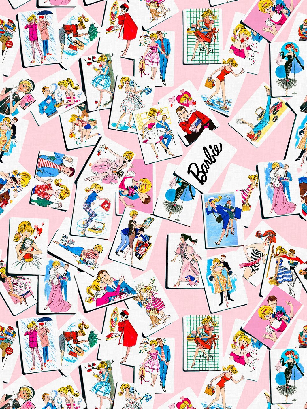 Barbie™ Trading Cards Fabric - Pink Barbie™ Licensed Material for DIY Crafts, Quilting & Fashion Accessories