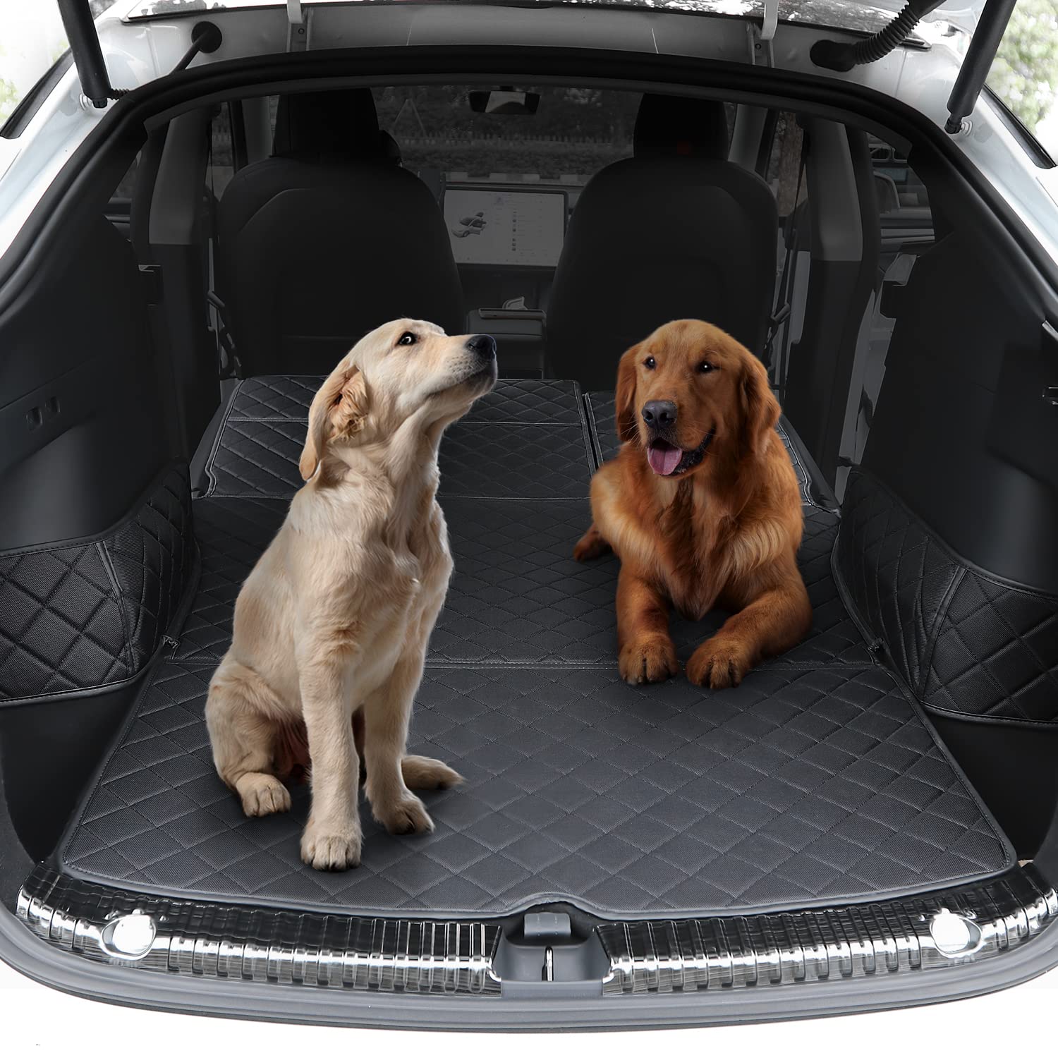 Tesla Model Y Trunk Pet Mat - Waterproof Cargo Liner & Rear Seat Cover for Dogs | Durable Protection for Pets & Car Interior | Perfect for Travel, Camping & Daily Commute
