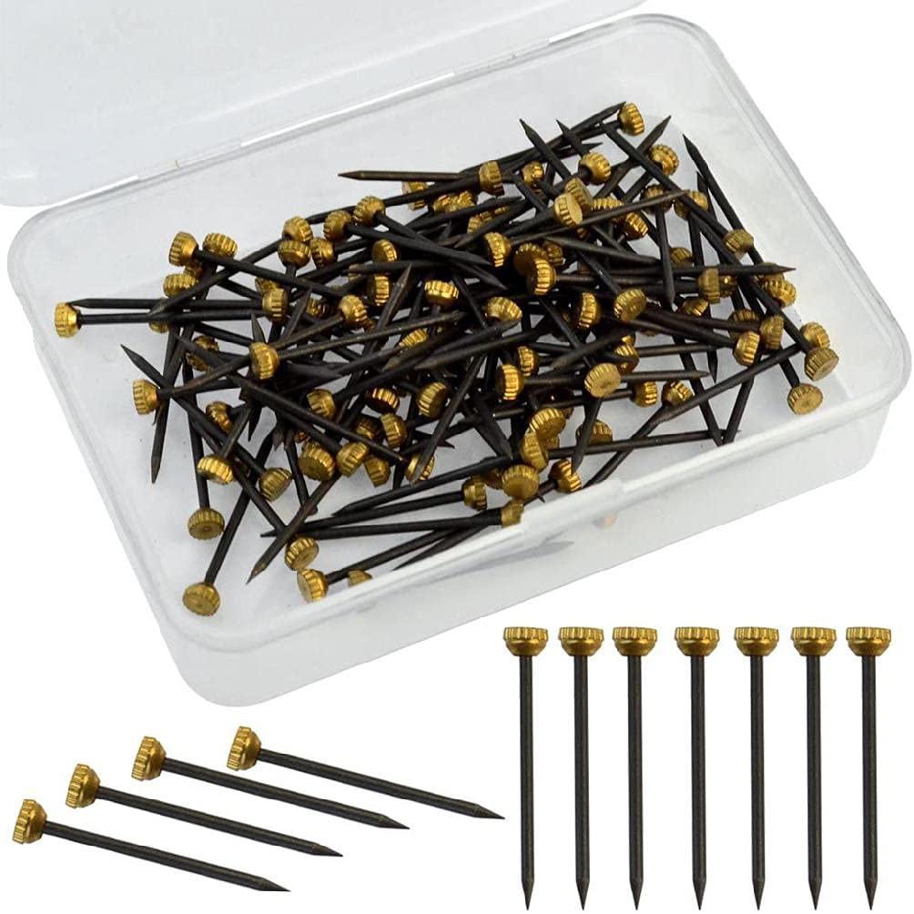 120pcs Brass Head Hanging Pins - Black Steel Picture Hanging Nails for Plaster Walls | Durable Frame Hangers for Photos, Paintings & Mirrors | Perfect for Home Decor & Gallery Display