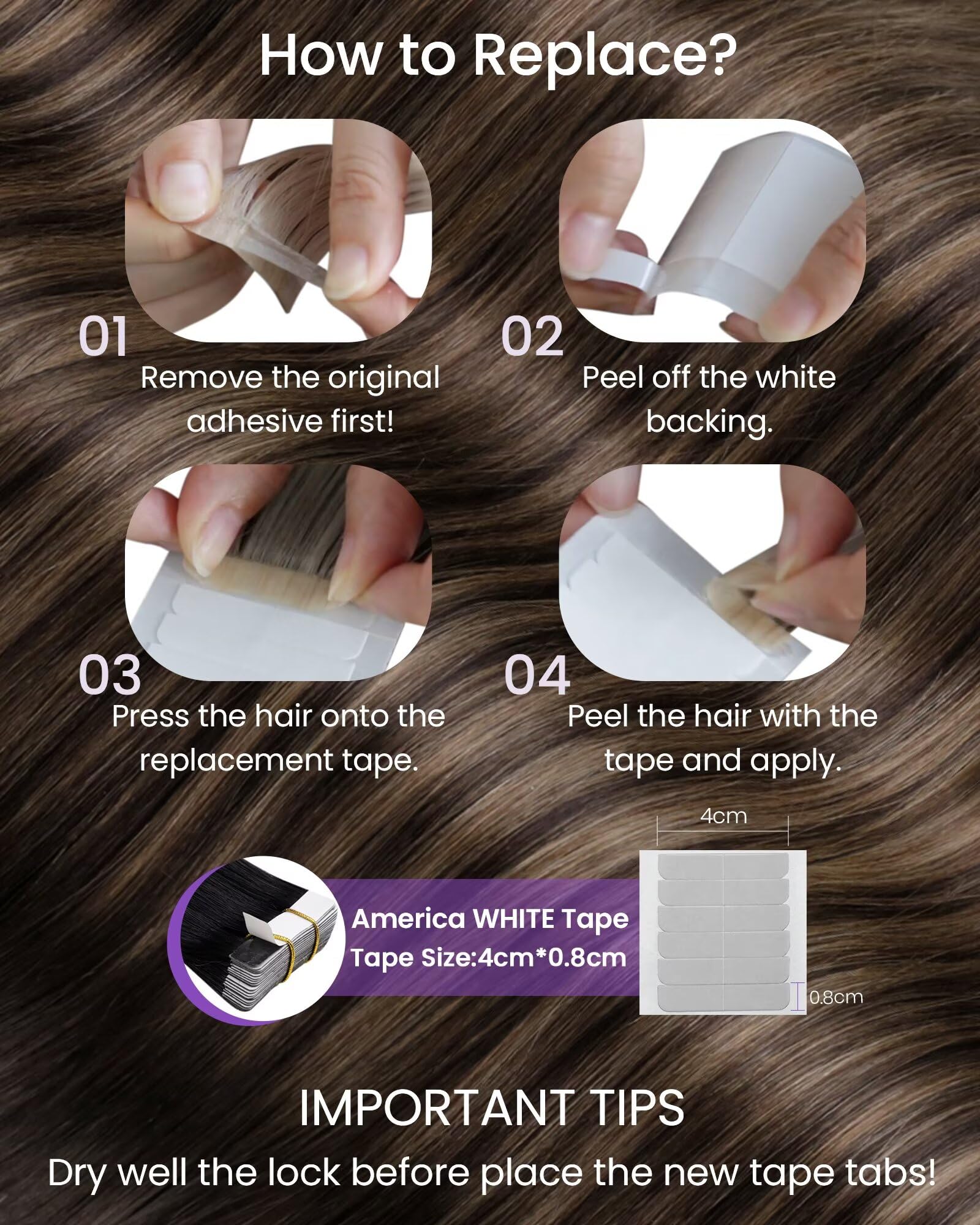 LaaVoo Ombre Tape-In Hair Extensions 20 Inch - Darkest Brown to Light Brown Blend, 20pcs 50g, 100% Human Hair, Silky Straight - Perfect for Parties, Weddings & Daily Styling