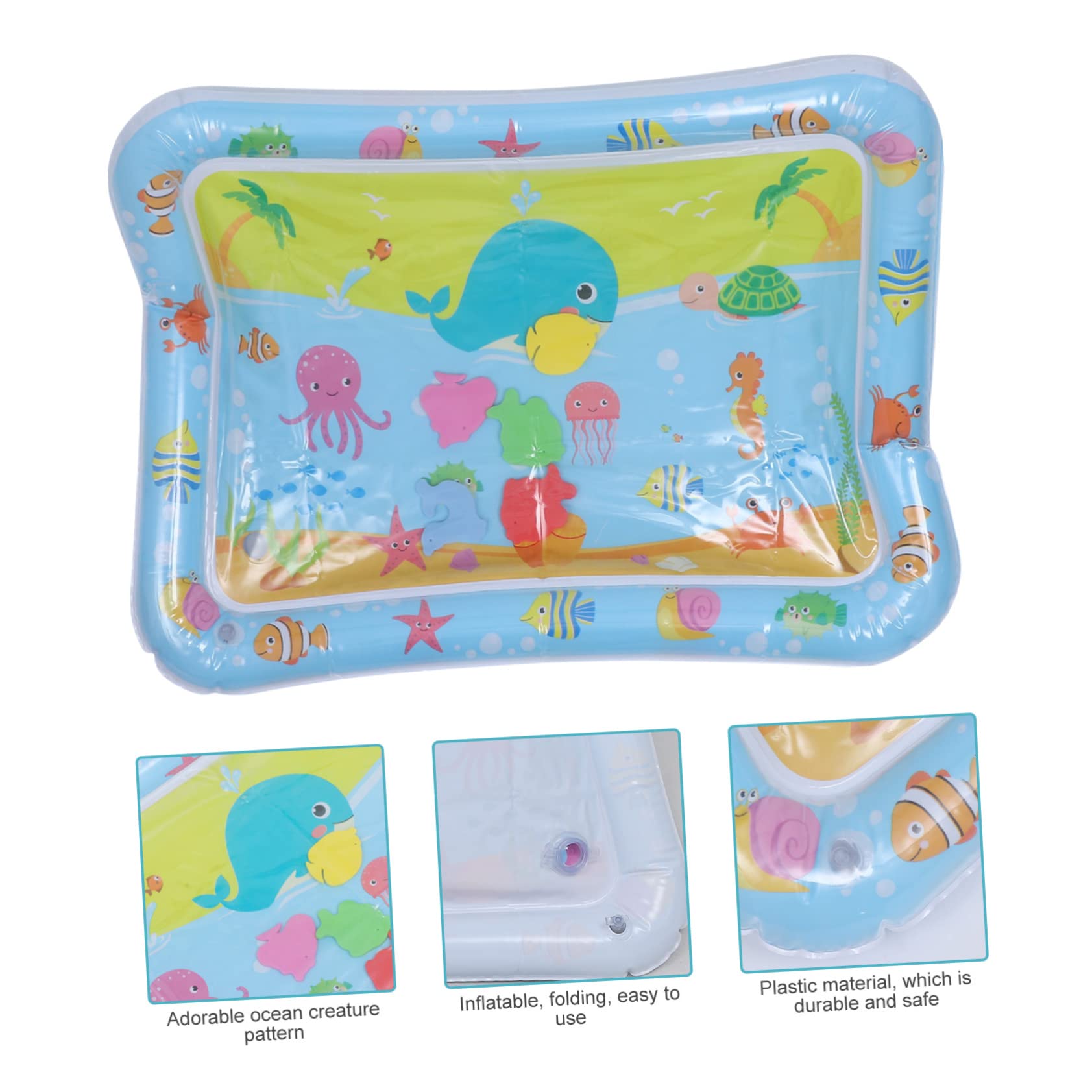 GREENADSCAPE Inflatable Water Play Mat - 1pc Blue Water Cushion for Tummy Time & Sensory Development | Non-Toxic Plastic Baby Activity Mat for Indoor/Outdoor Use