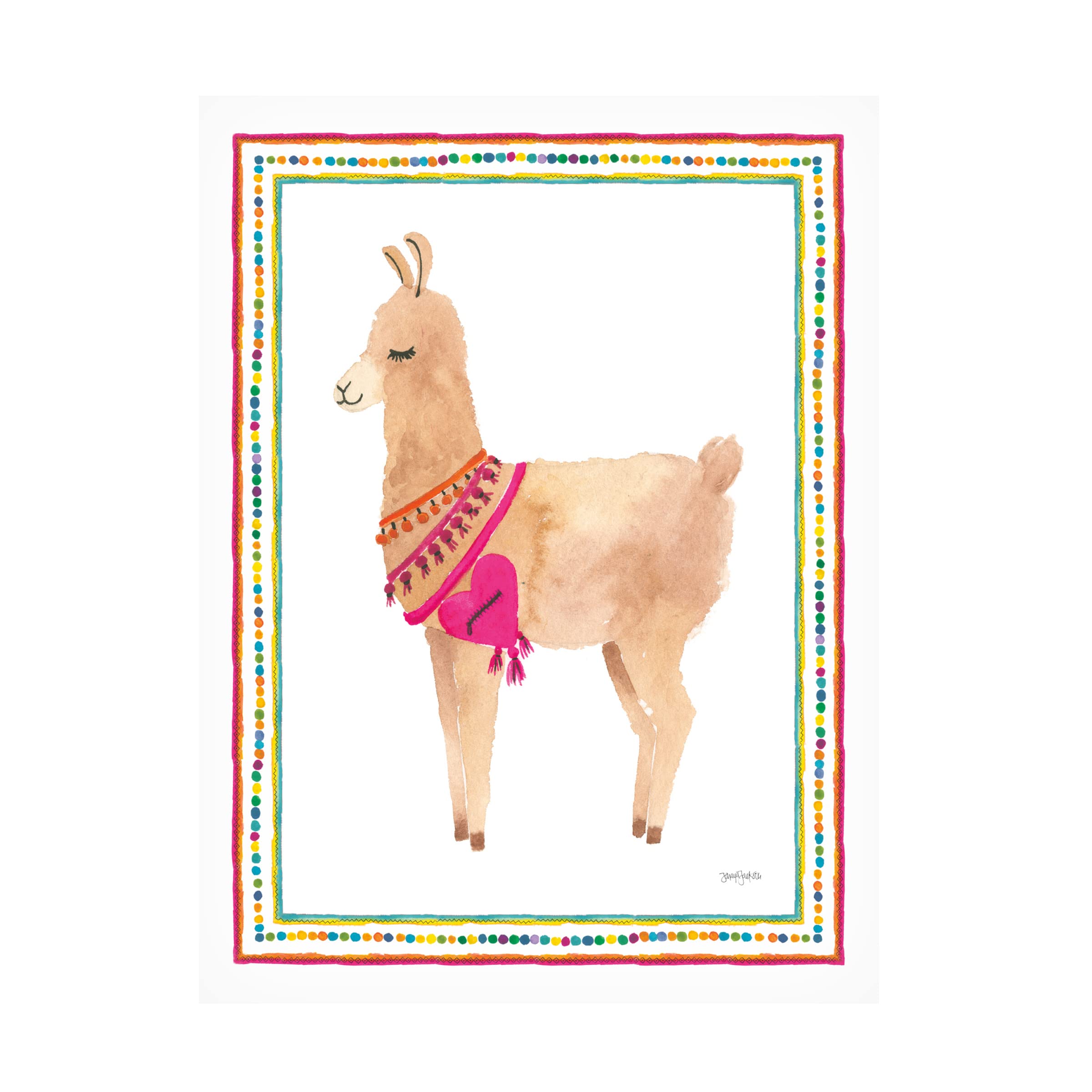 Trademark Fine Art 'La La Llama IV' Canvas Wall Art by Jenaya Jackson - Vibrant Animal Painting for Living Room, Bedroom & Office Decor