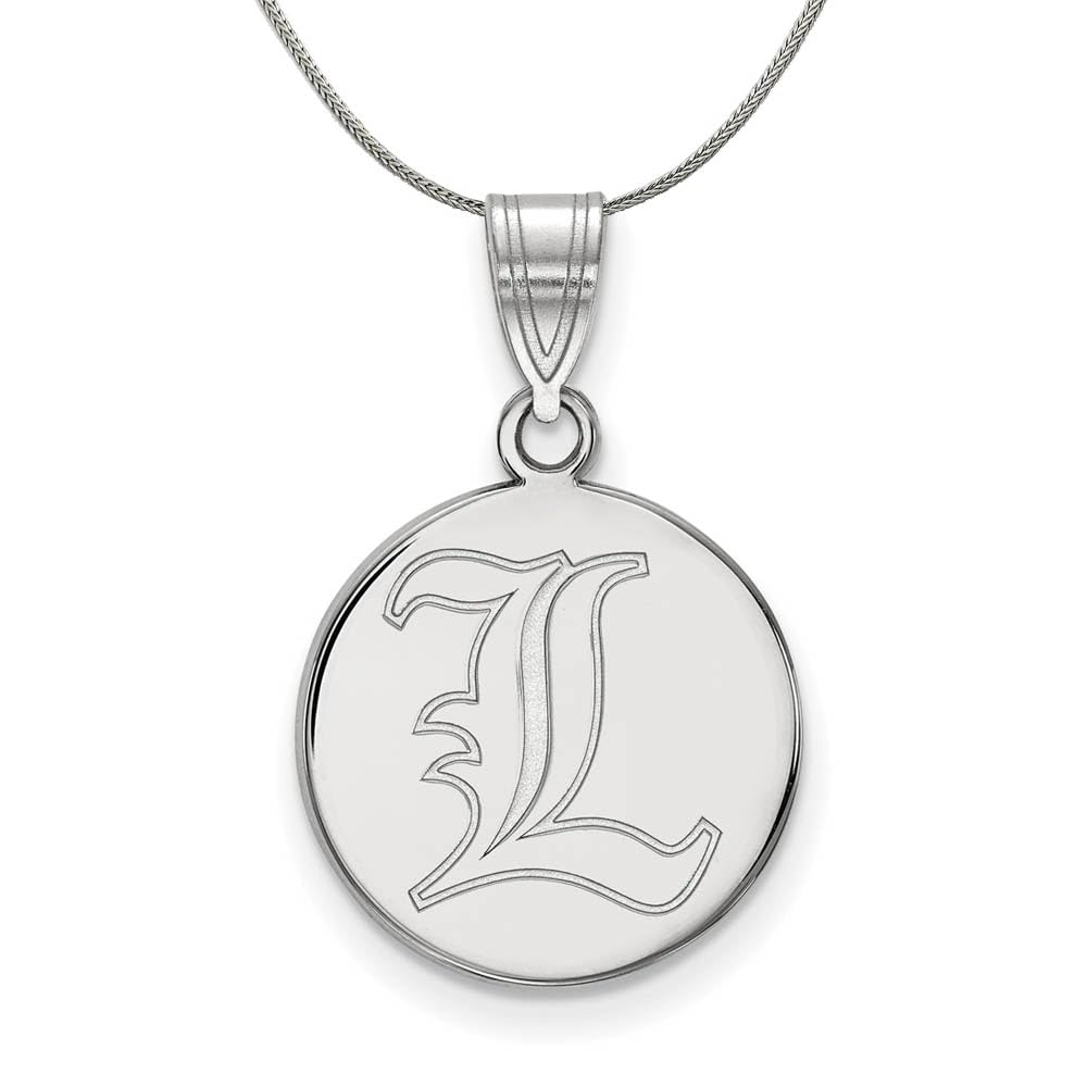 Black Bow Sterling Silver University of Louisville Medium Disc Pendant Necklace - Perfect for Alumni Gifts, Graduation Jewelry & School Spirit Accessories