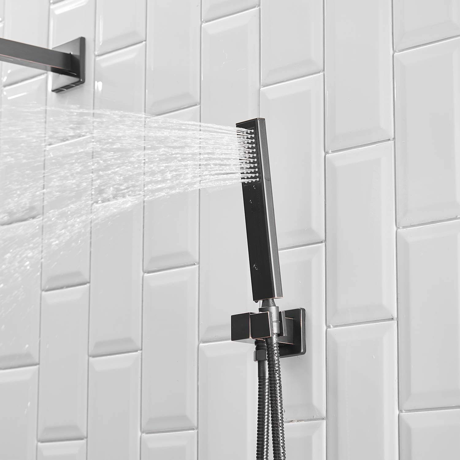 Oil Rubbed Bronze Rainfall Shower System - 10 Inch Wall Mounted Shower Head with Handheld Spray, Mixer Valve & Rough-in Trim - Perfect for Modern Bathroom Renovations & Spa-Like Experience