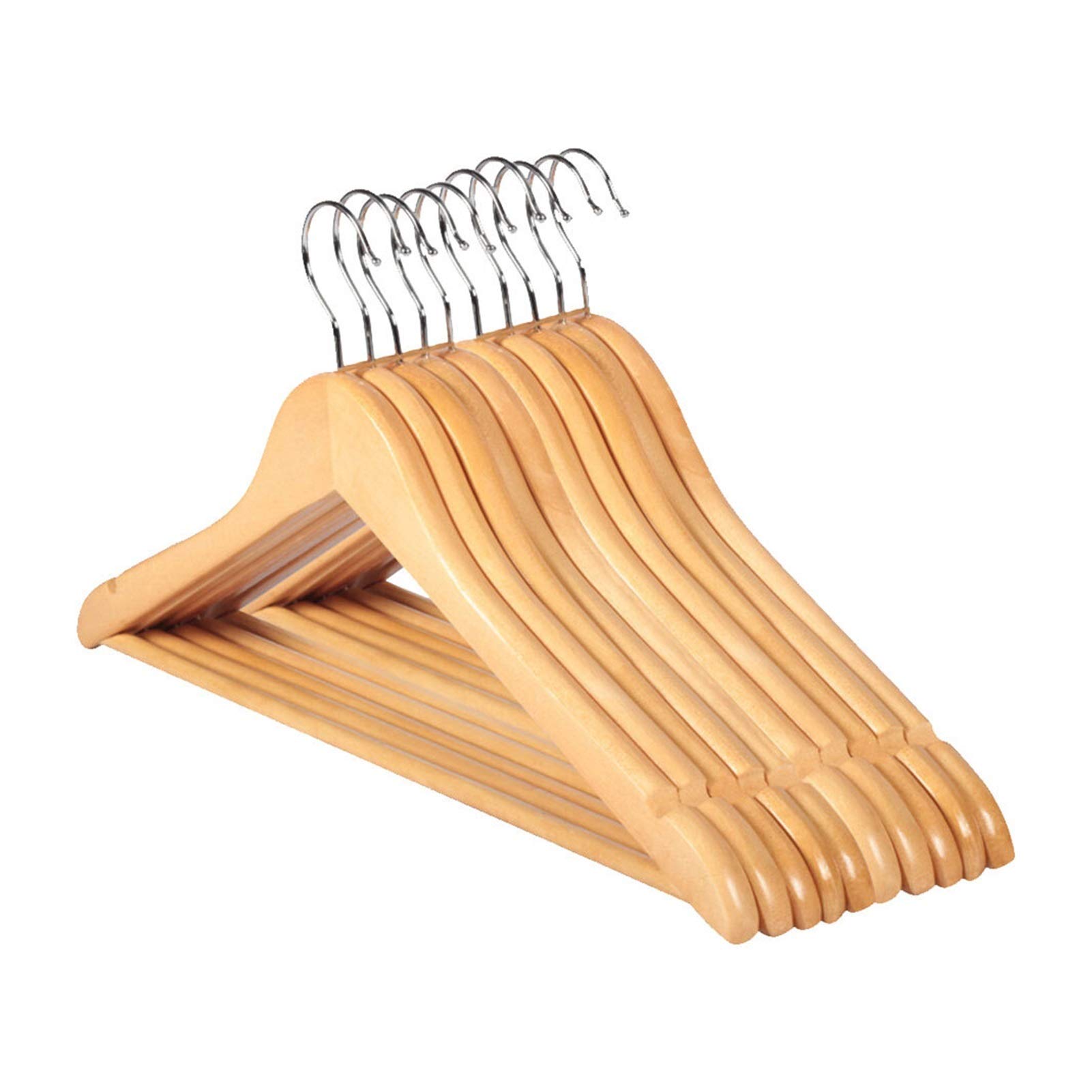 LAIQIAN 10-Pack Solid Wood Wall Hangers - Non-Slip Clothes Hangers for Shirts, Sweaters & Dresses - Space-Saving Home Organization for Closets, Laundry Rooms & Bedrooms