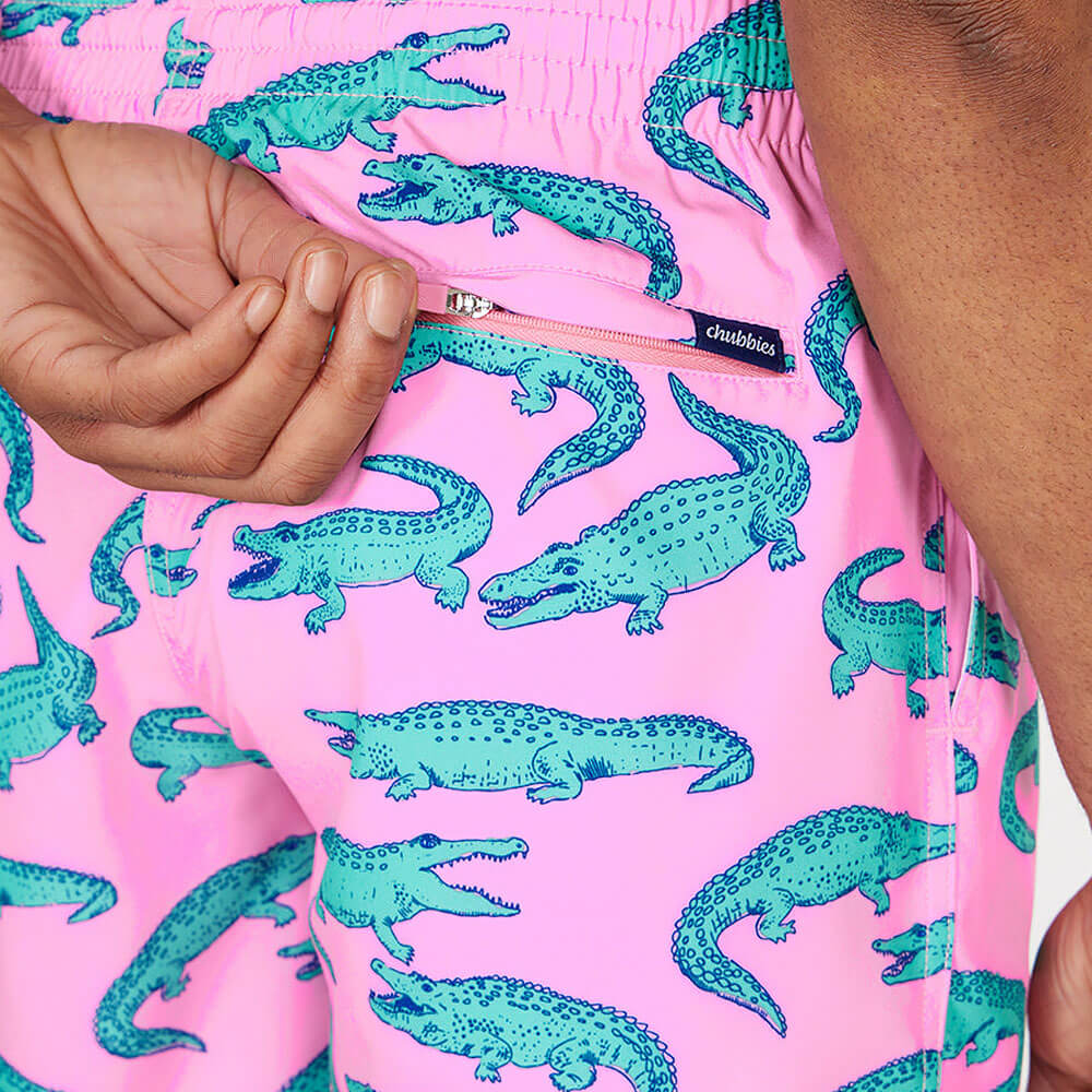 Chubbies 5.5 Inch The Glades Swim Trunks for Men - Quick Dry Beach Shorts with UPF Protection in Pink | Perfect for Swimming, Vacation & Summer Activities