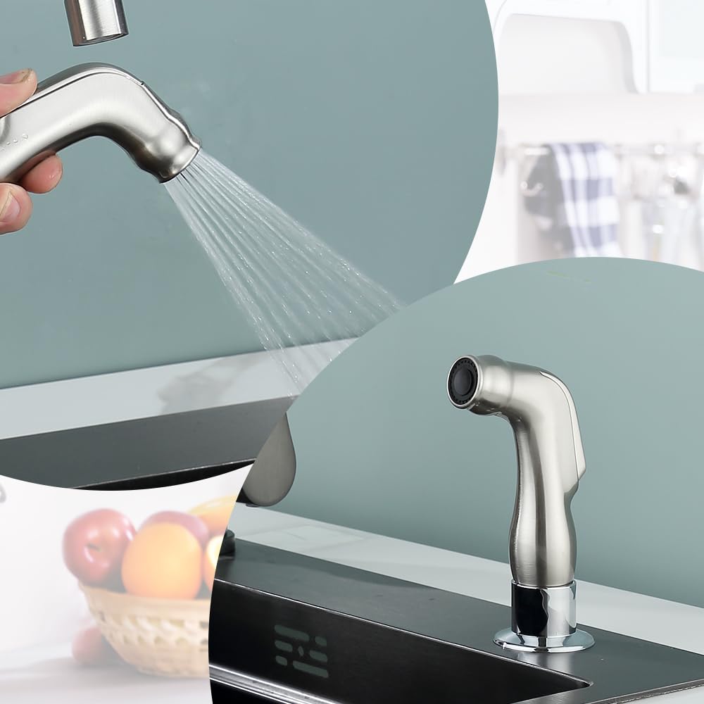 Moen Universal Kitchen Sink Side Sprayer Replacement with Hose and Holder - Brushed Finish, Ideal for Dishwashing and Sink Cleaning