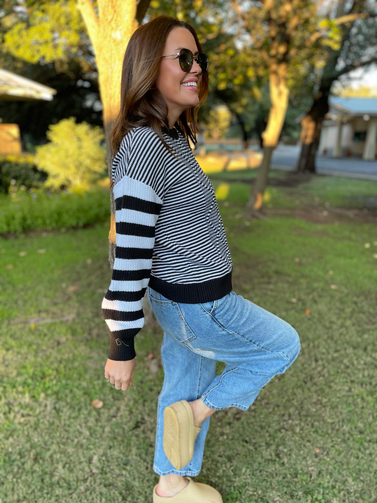PREORDER: Aspen Striped Sleeve Sweater - 4 Color Options for Women | Cozy Fall & Winter Fashion | Perfect for Casual Outings & Office Wear