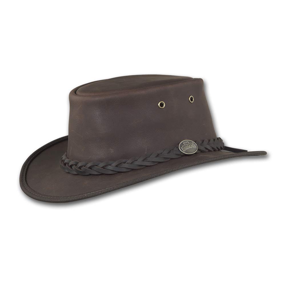 Barmah Hats Narrow Brim Bronco Leather Cowboy Hat for Men & Women - Genuine Leather Western Style Hat for Outdoor, Rodeo, and Country Fashion - Item 1094