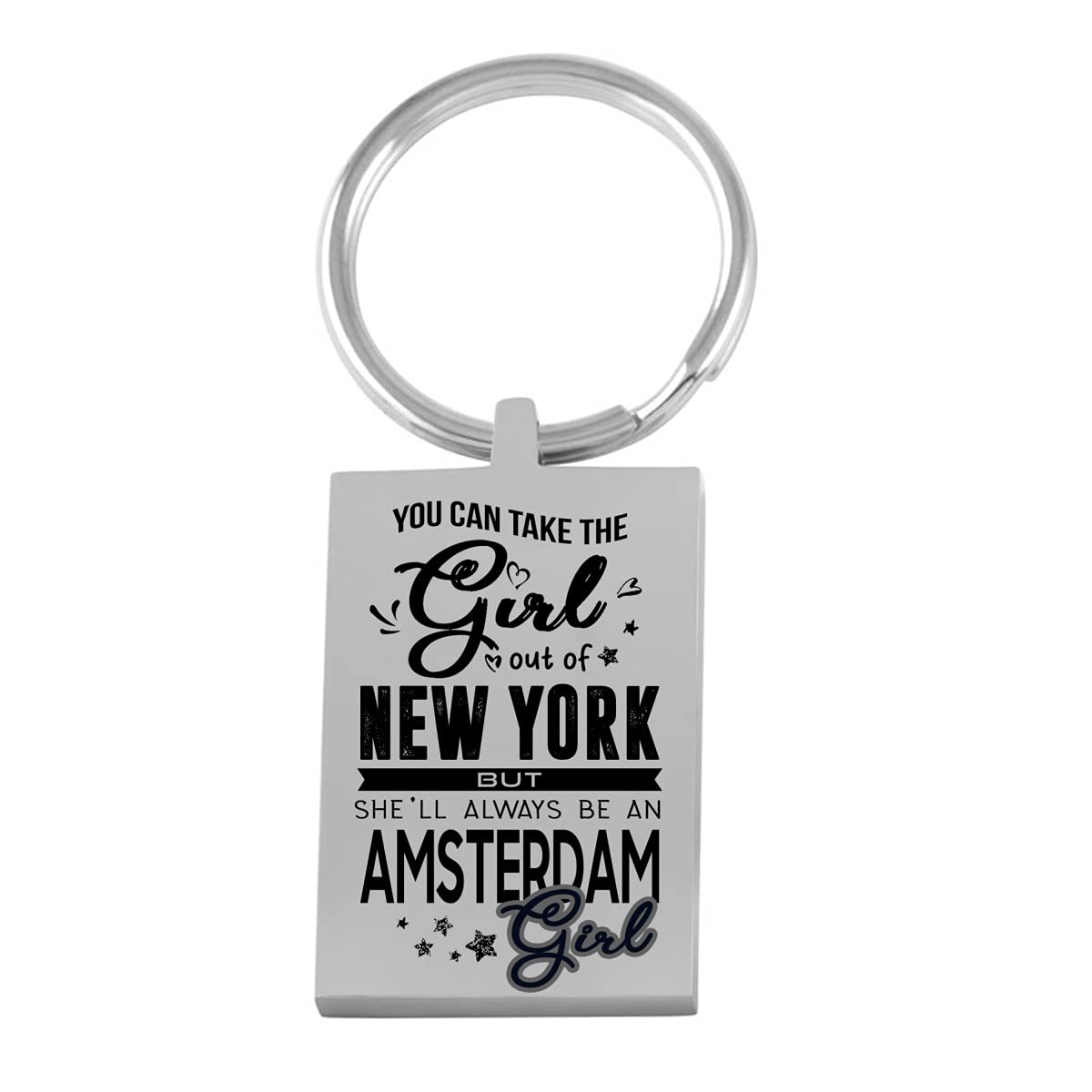 Funny New York & Amsterdam Keychain for Women & Men - Cute Best Keyrings for Birthday Gifts - Perfect for Travel Lovers & City Pride Accessories