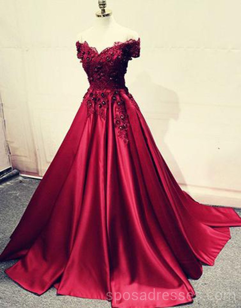 Elegant Off Shoulder Dark Red Long Evening Prom Dress - Custom Made Party Gown for Formal Events | Perfect for Homecoming, Prom Night & Special Occasions