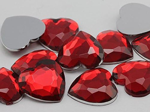 8mm Red LQ17 Heart Self-Adhesive Acrylic Rhinestones - 250PCS (5 Sheets) - Plastic Face Gems & Body Jewels for DIY Crafts, Cards, Invitations, Nail Art, Costume Design and Party Decorations