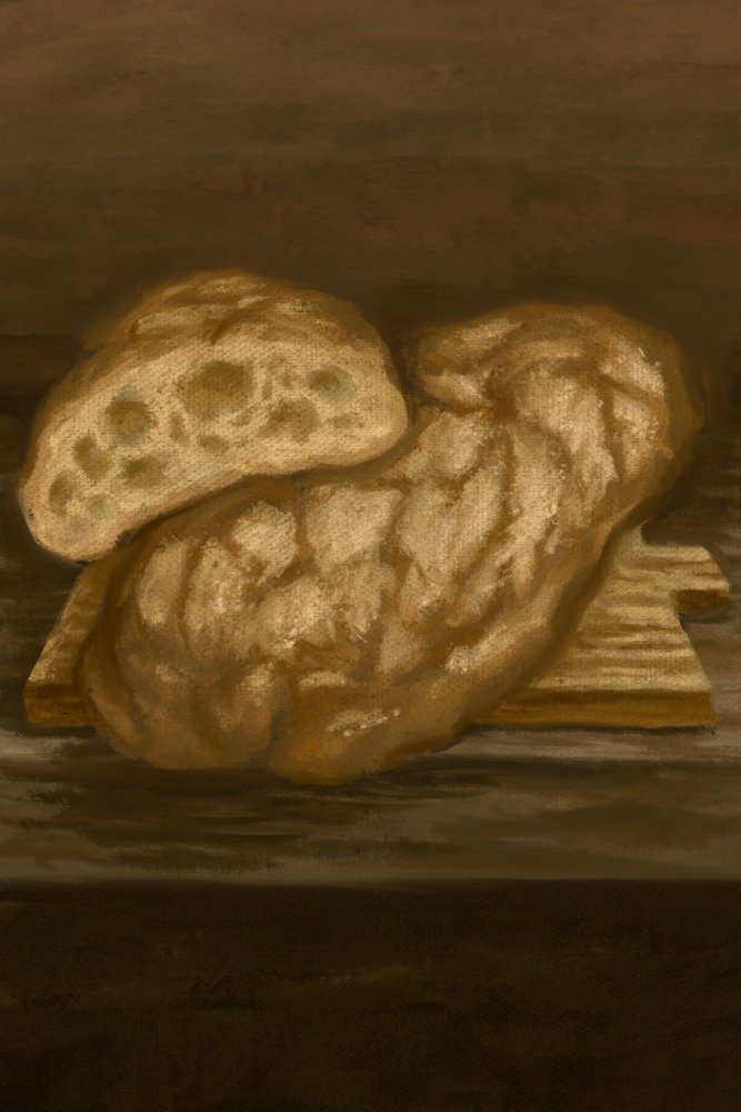 Lantern Press Ciabatta Bread Oil Painting - 12x18 Wrapped Canvas Wall Art Decor for Kitchen, Dining Room & Italian Restaurant Theme