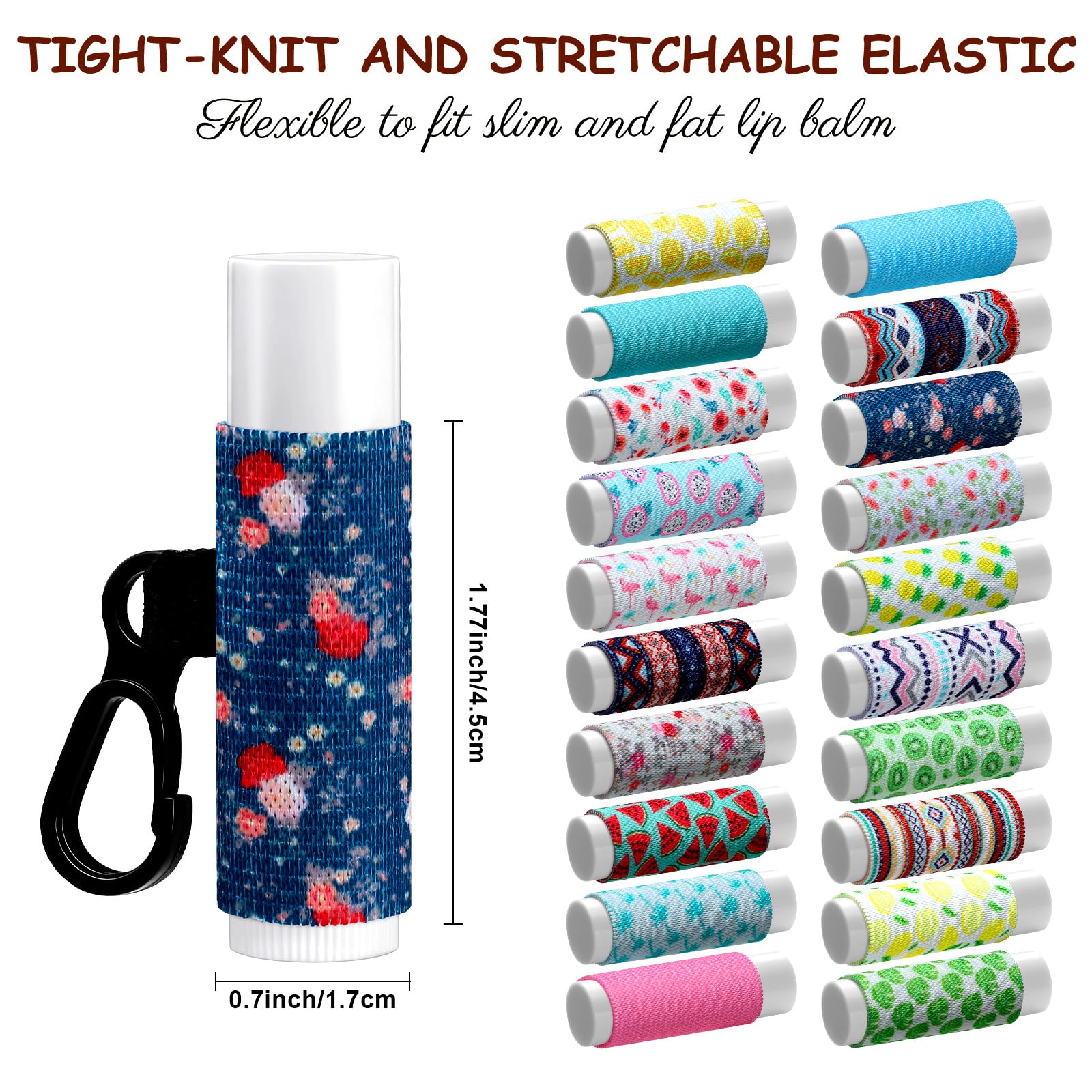 Sureio 40 Pcs Bulk Lipstick Keychain Holder with Clip - Compact Lip Balm & Lip Gloss Organizer - Elastic Lanyards for Women & Men - Perfect for Makeup Artists, Travel & Daily Cosmetics Organization