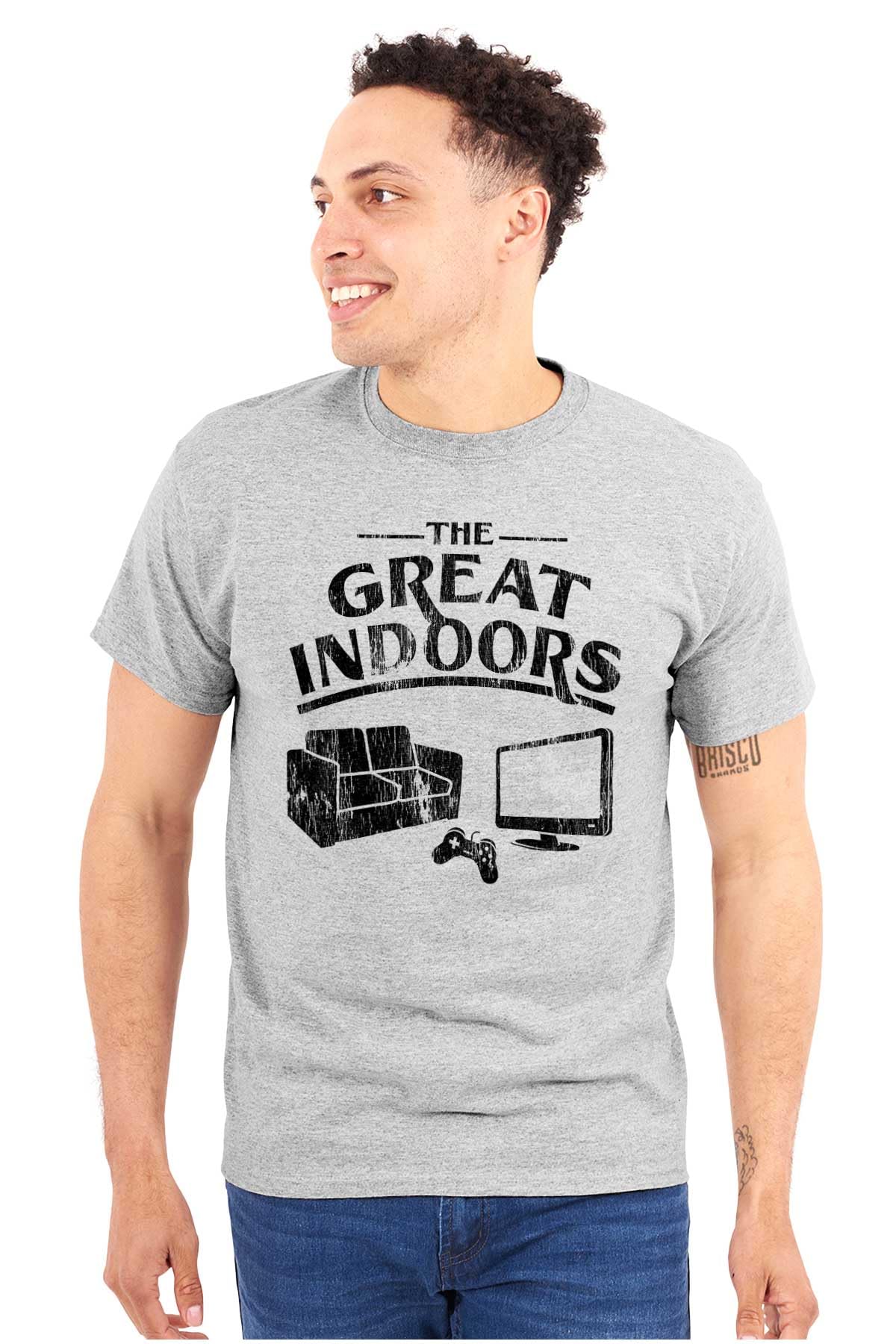 Great Indoors Couch Potato Gamer Nerd Graphic T-Shirt for Men - Comfortable Cotton Tee for Gaming, Relaxing & Casual Wear