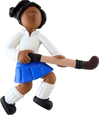 African American Female Field Hockey Player Ornament - Perfect for Sports Fans, Team Spirit & Holiday Decorations