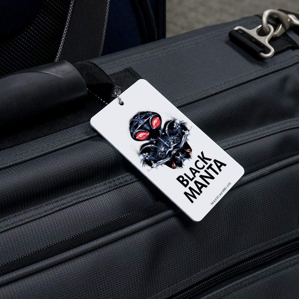 Aquaman Movie Black Manta Luggage Tag - Durable Suitcase ID Card for Carry-On Bags - Perfect for Travel, Cosplay, and Comic Conventions