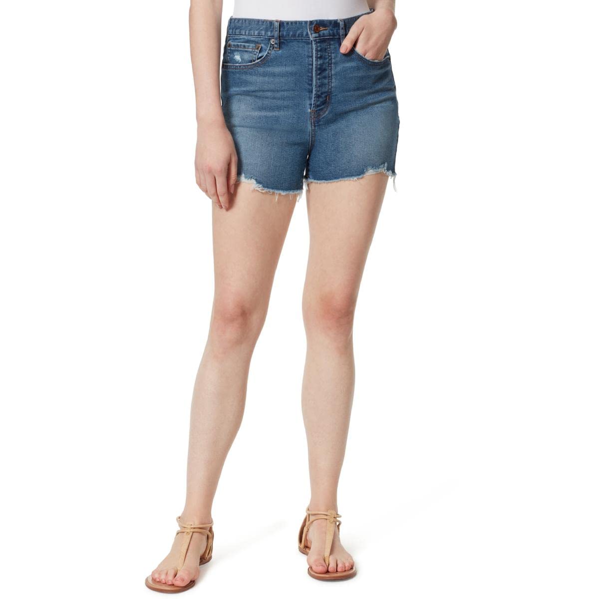 Jessica Simpson Women's Raw Hem Denim Shorts - Casual Distressed Denim Shorts for Women | Perfect for Summer Outfits, Beach Vacations & Casual Wear