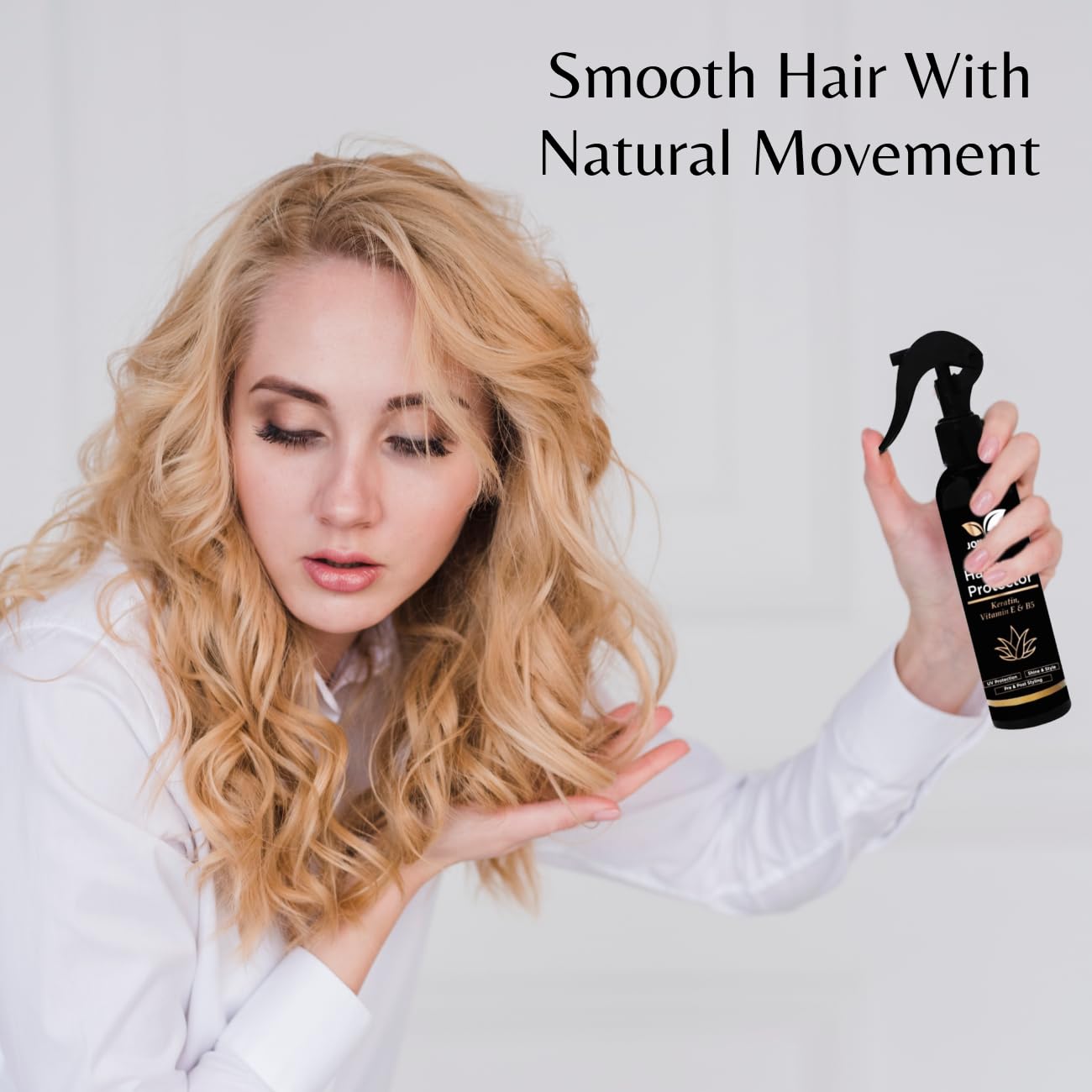 JOYHERBS Heat Protectant Spray for Hair Straightener & Styling - Sulfate Free, Paraben Free, 200ml - Prevents Heat Damage & Frizz for Smooth, Shiny Hair - Perfect for Daily Styling & Salon Use