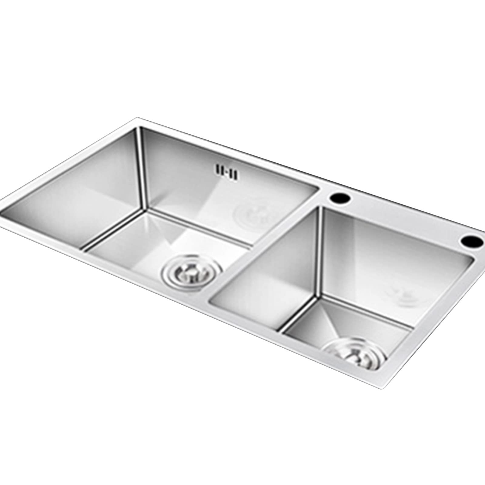 Premium Double Bowl Stainless Steel Kitchen Sink - Heavy Duty 18/8 Gauge, Handmade, Undermount Installation (72x40cm, Silver) - Perfect for Modern Kitchens, Food Prep & Dishwashing