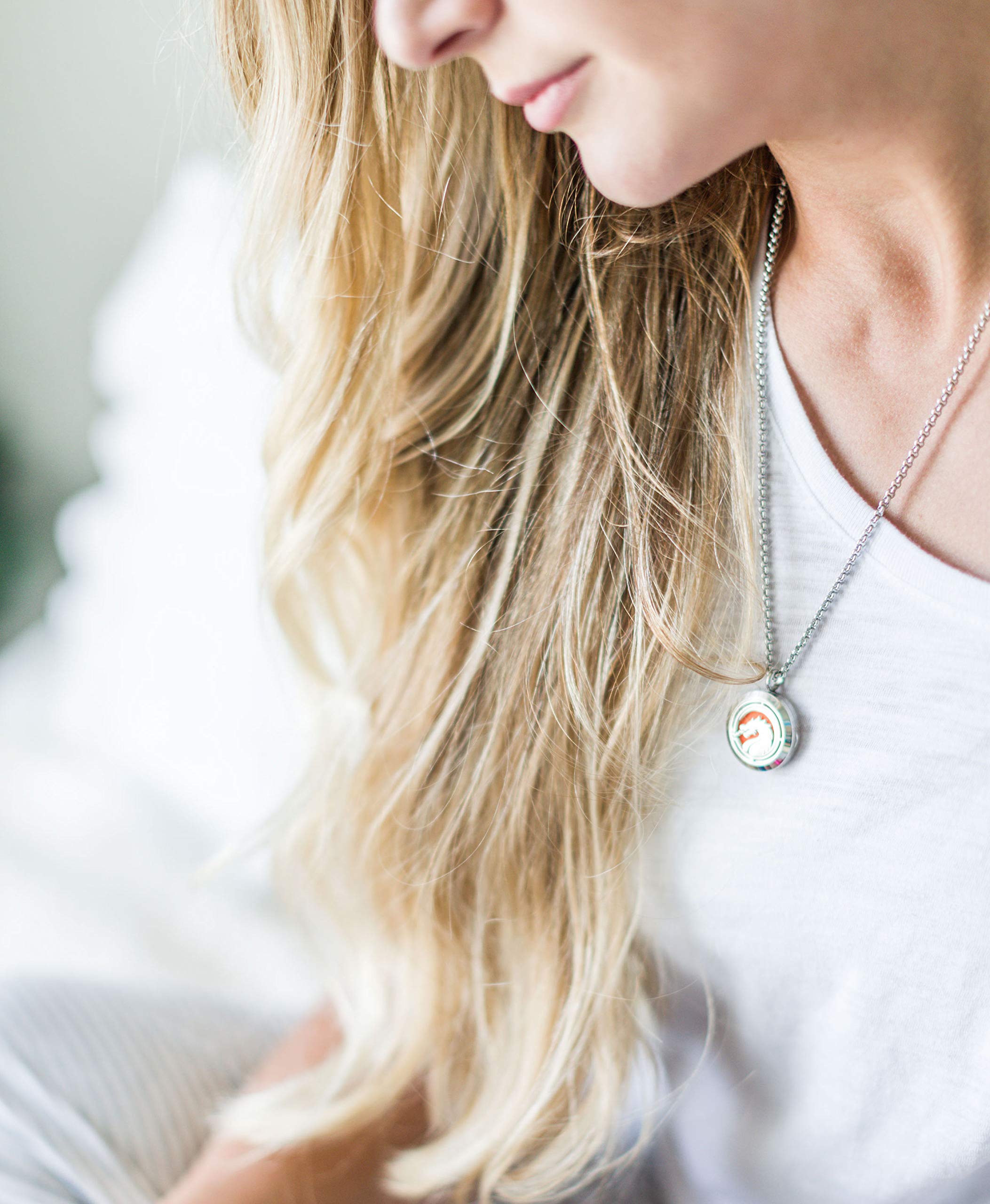 Wild Essentials Fire Dragon Essential Oil Diffuser Necklace - Stainless Steel Aromatherapy Pendant with 24