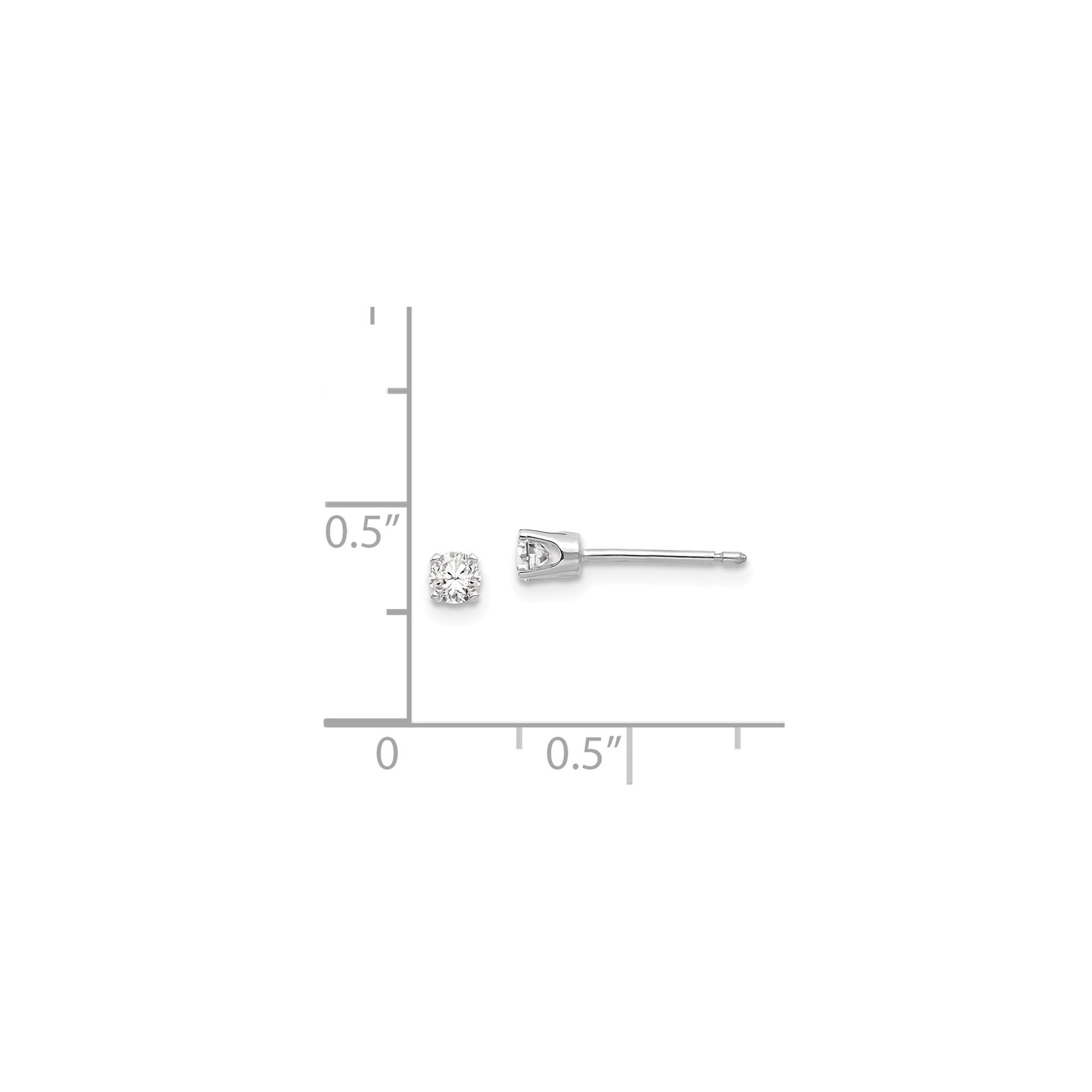 14K White Gold 3mm CZ Stud Earrings for Women - Hypoallergenic Cubic Zirconia Earrings - Perfect for Everyday Wear, Work & Special Occasions