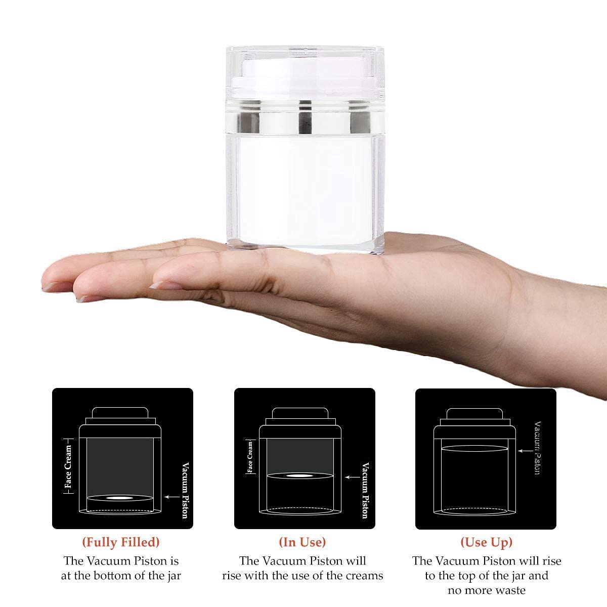 30ML Airless Cosmetic Jars with Press Pump - Refillable Leak-Proof Travel Containers for Creams, Serums & Makeup | Perfect for Skincare, Beauty Products & On-the-Go Use