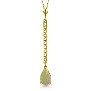 0.82 Carat 14K Solid Yellow Gold Necklace with Diamond & Opal - Elegant Jewelry for Women, Perfect Gift for Anniversary, Birthday & Special Occasions