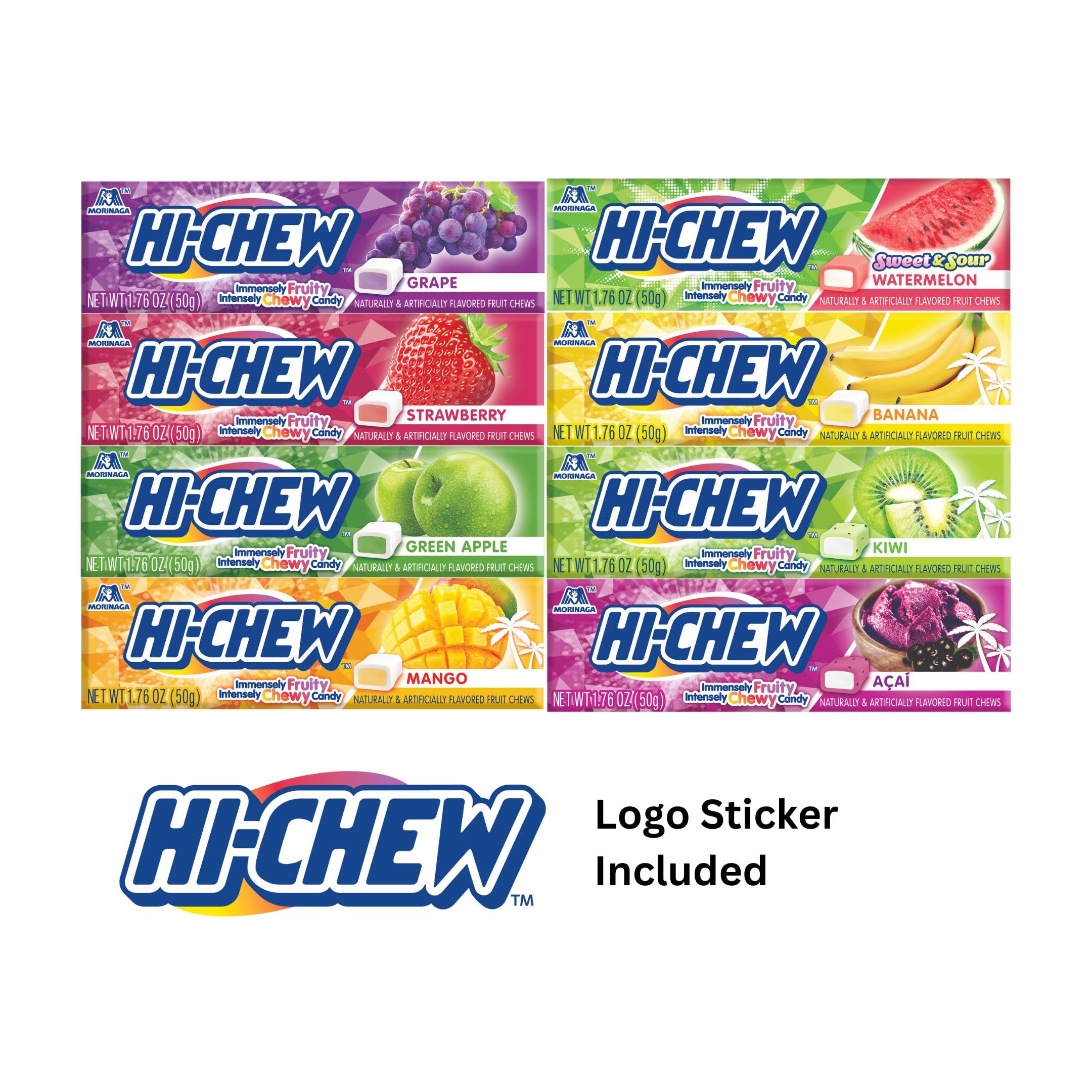 HI-CHEW Variety Sticks, 8-Pack Soft & Chewy Candy (1.76oz Each) - Bulk Individually Wrapped Fruity Flavors Candy - Perfect for Parties, Office Snacks & Halloween Treats
