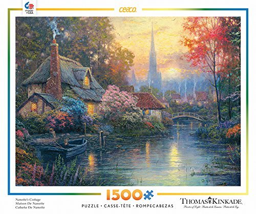 Ceaco Thomas Kinkade Nanette's Cottage 1500 Piece Jigsaw Puzzle - Beautiful Landscape Art for Adults & Teens - Perfect for Family Game Night & Relaxation