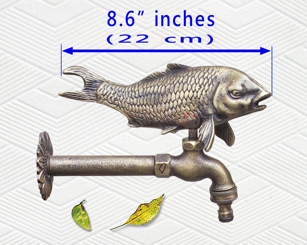 Brass Decorative Fish Garden Outdoor Faucet with Brass Connector - Perfect for Patio, Lawn, and Backyard Watering