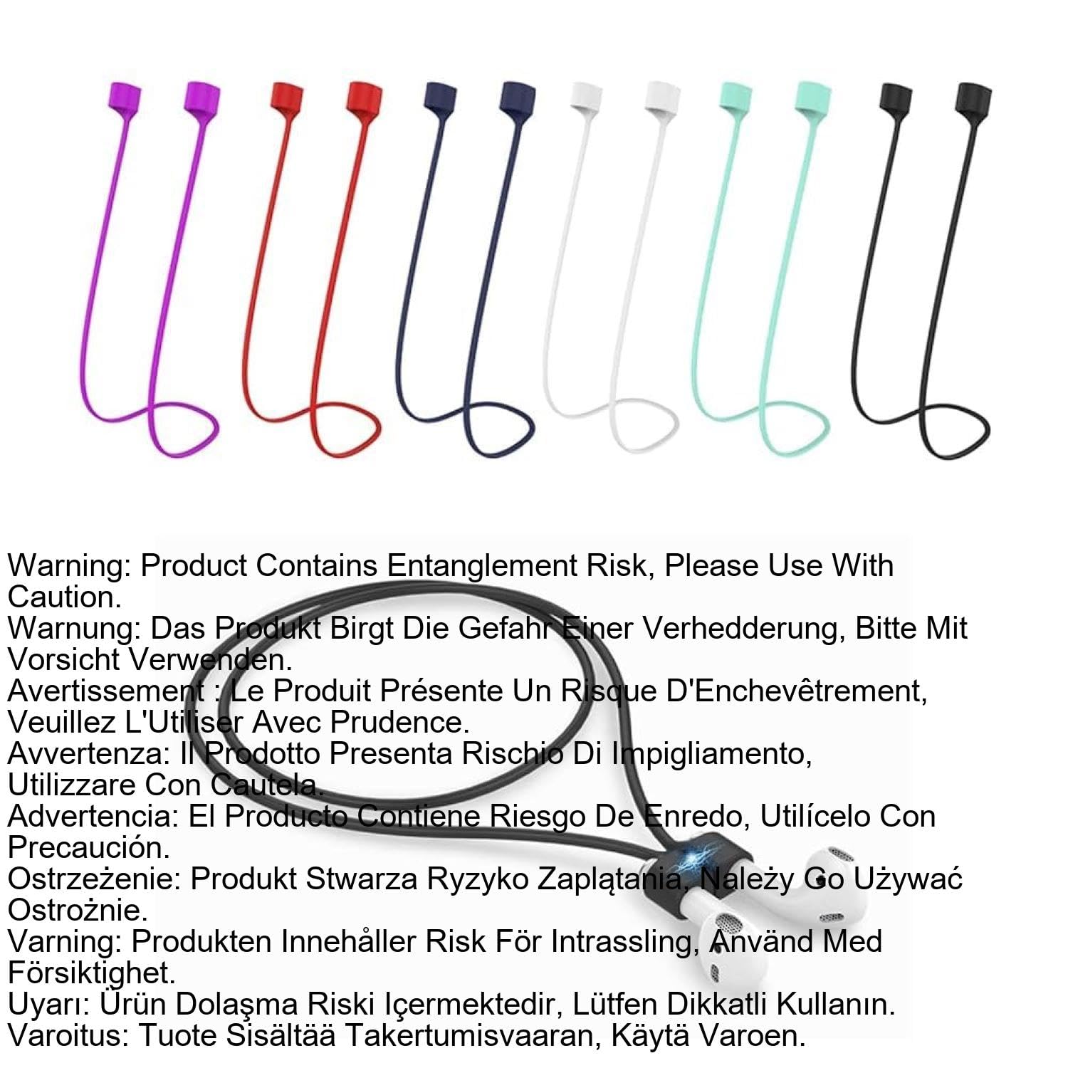 6pcs Magnetic Anti-Lost Silicone Lanyards for Wireless Earbuds - Running, Gym, Cycling