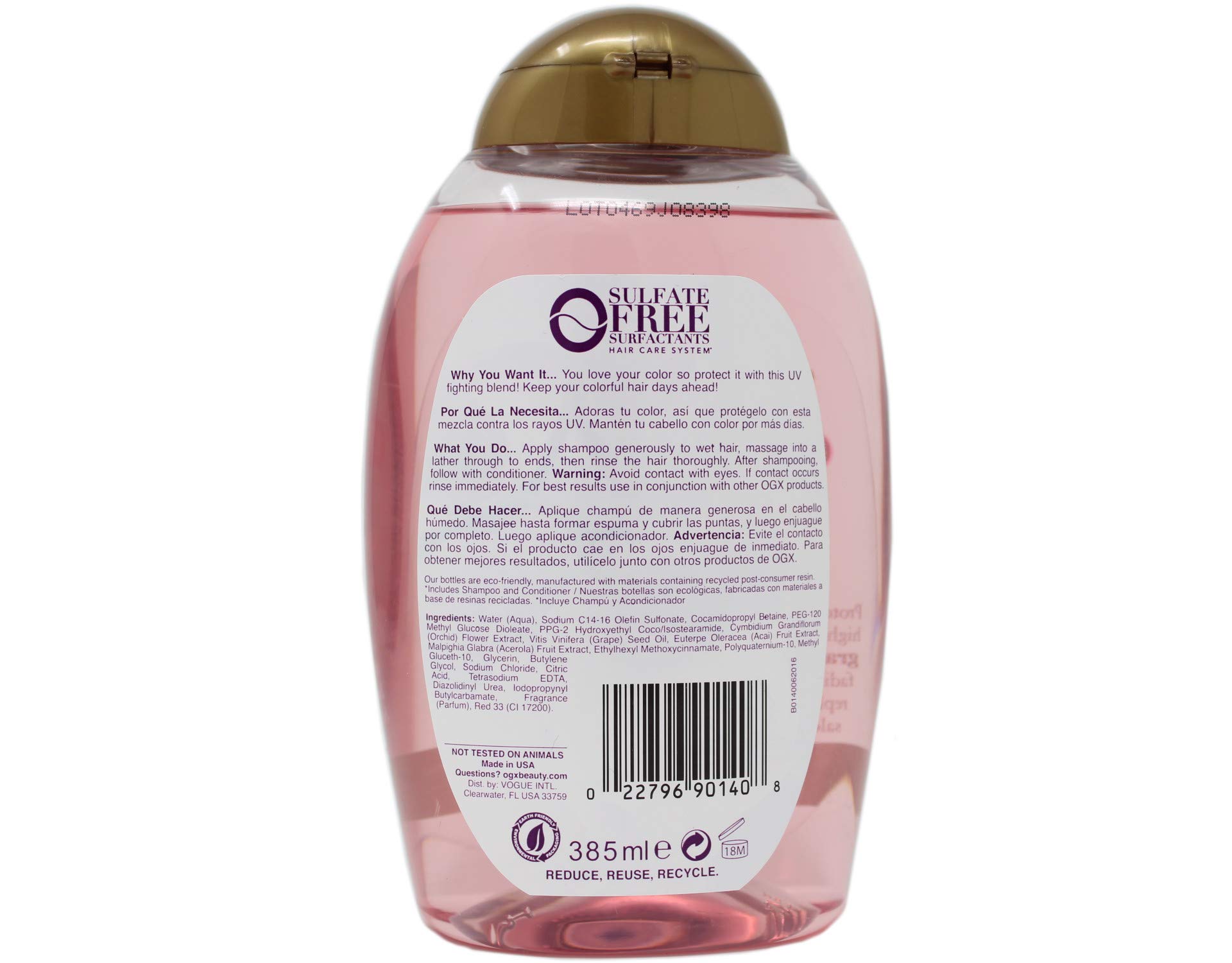 OGX Orchid Oil Fade Defying Shampoo - 13 oz (385ml) 6-Pack for Color-Treated Hair | Sulfate-Free & Paraben-Free | Hydrating & Vibrant Color Protection | Perfect for Daily Hair Care Routine