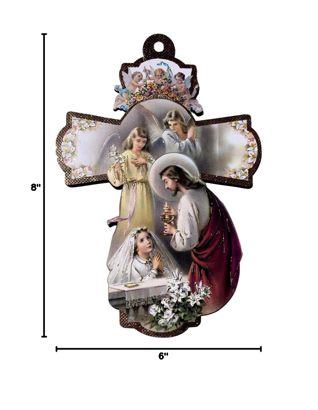 First Communion Wall Cross - Religious Keepsake Gift for Boys & Girls - 8 Inch Decorative Crucifix for Home, Church, or Sunday School Decor