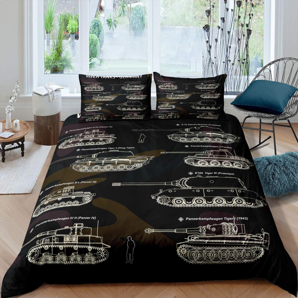 Military Camo Duvet Cover Set - Army Soldier Dirt Bike Themed Twin Size Bedding with Pillow Sham for Boys, Teens & Men | War Theme Quilt Cover for Kids Room Decor & Adventure Bedroom Styling