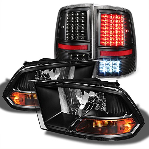 AKKON Black LED Headlights & Tail Lights Pair Set for 2009-2018 Dodge Ram 1500, 2010-2018 Ram 2500/3500 - Upgrade Your Truck Lighting for Night Driving & Off-Road Adventures
