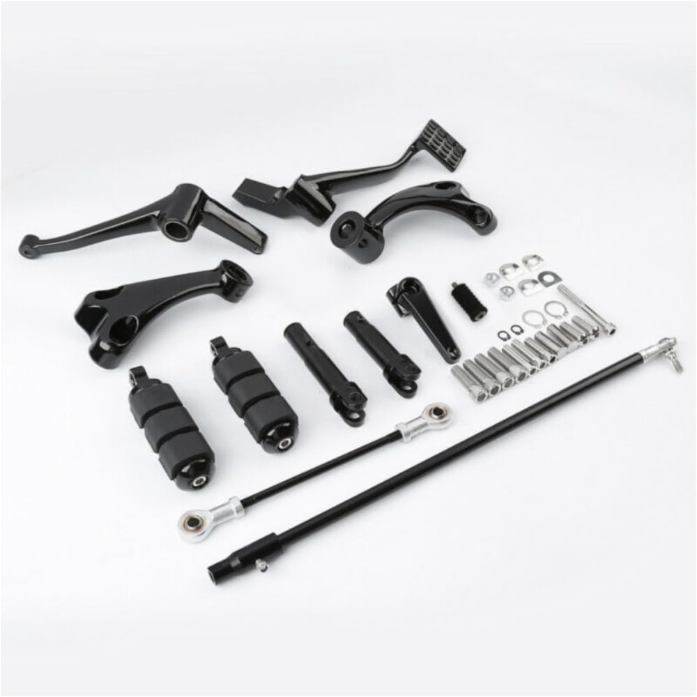 Forward Controls Kit - Motorcycle Foot Pegs, Levers & Linkages (Steel + Rubber + Aluminum) - Complete Upgrade Kit for Harley, Honda, Yamaha - Perfect for Cruiser & Touring Bike Customization