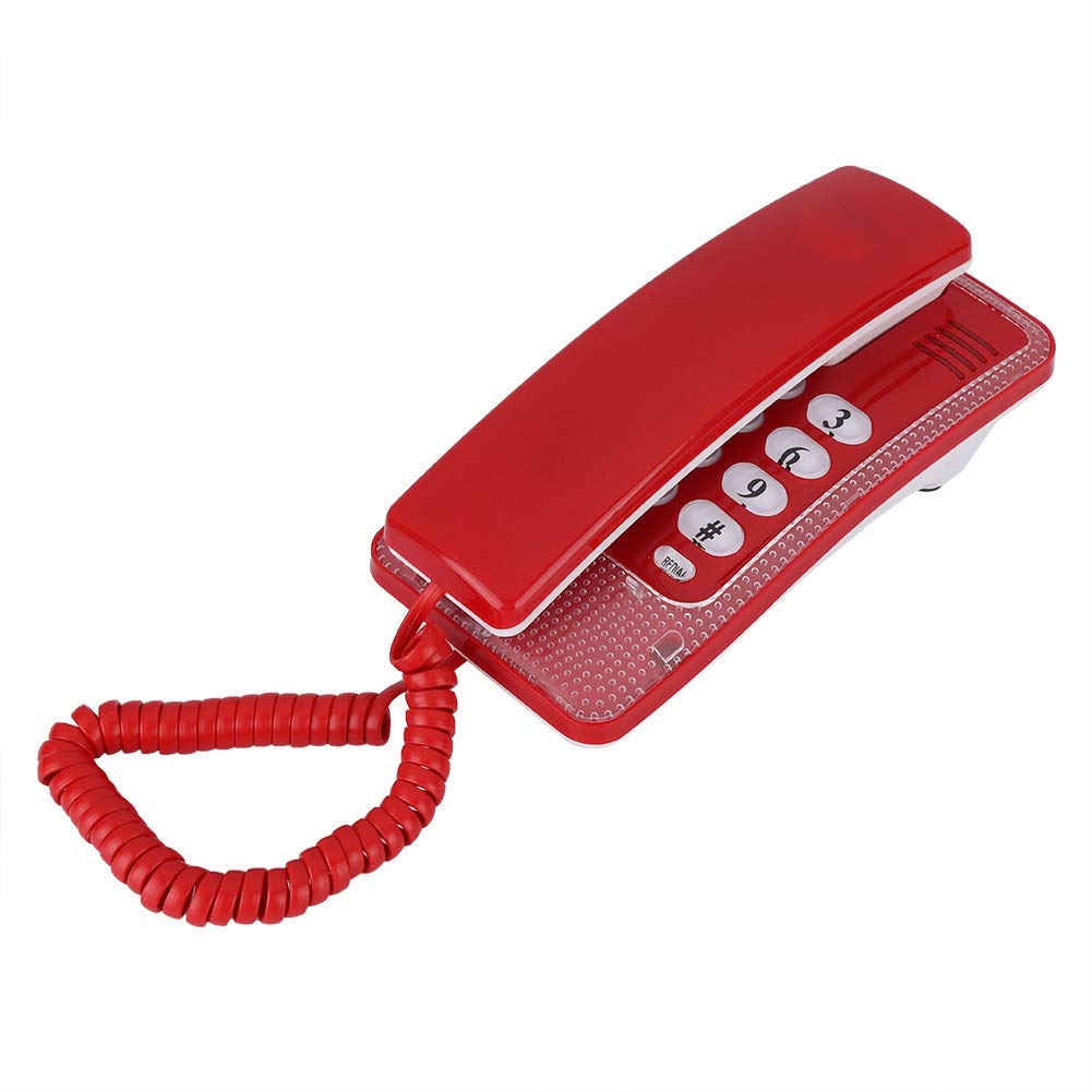 Wall Mount Landline Telephone - Corded Home Phone Extension for Hotel, Office & Home Use - No Caller ID - Available in Blue, White, Red (Red) - Durable & Easy Installation for Daily Communication