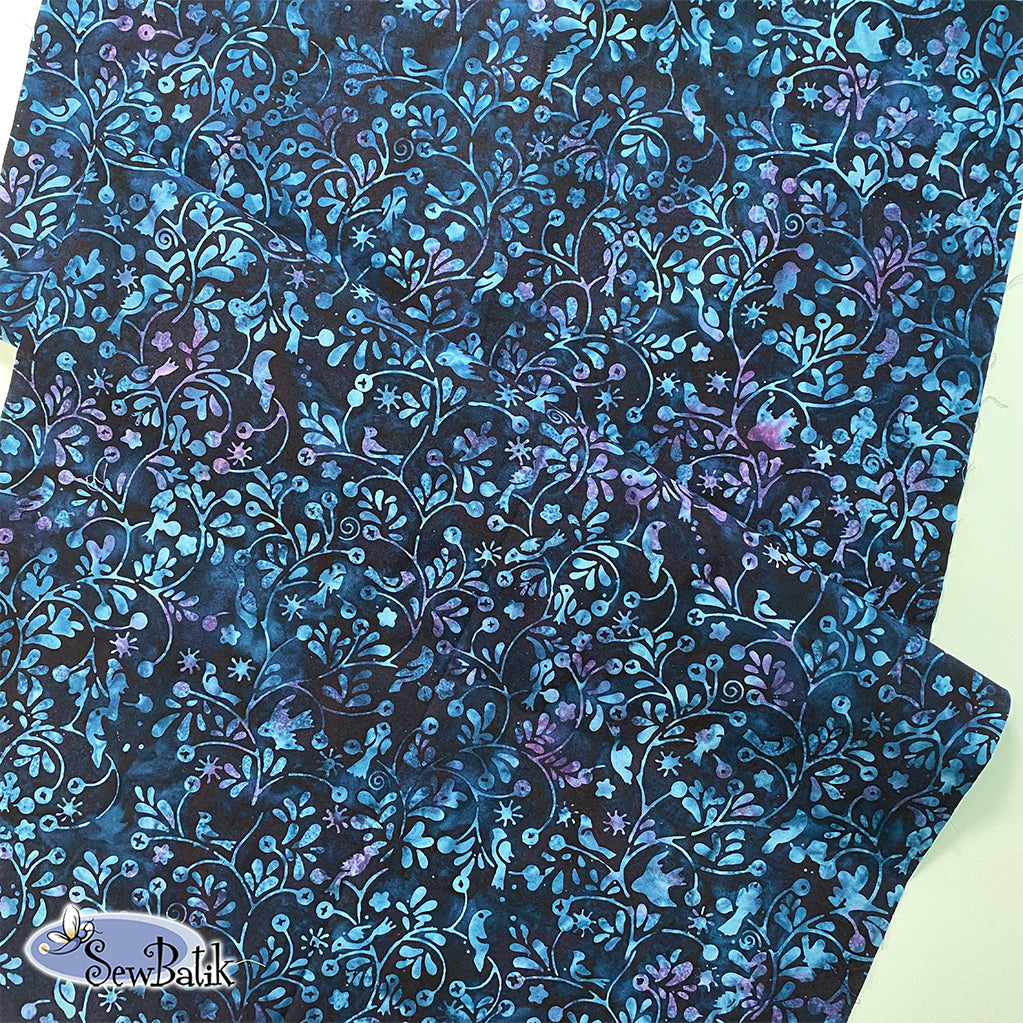 112 Batik Cotton Fabric - Flock Together Design in Midnight Navy - 16-Piece Cut Only - Perfect for Quilting, Apparel, and Home Decor Projects