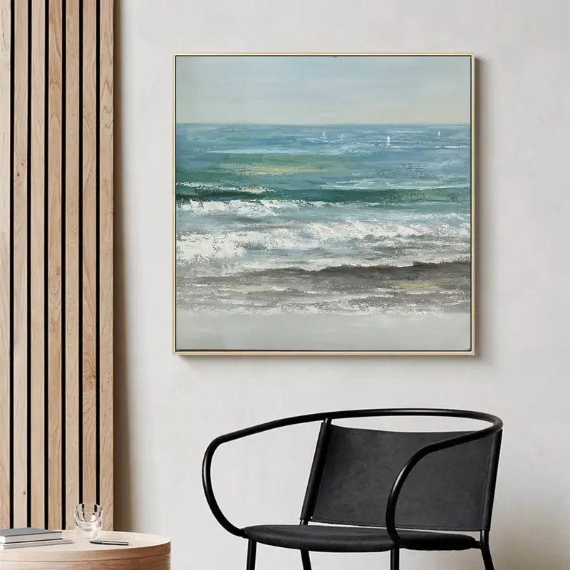 Ocean and Sky Painting #OS 014 - Handmade Canvas Wall Art for Home Decor, Office, Living Room & Bedroom