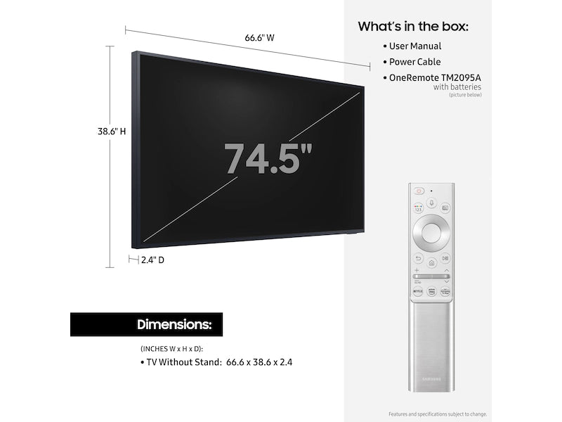 Samsung Class The Terrace QLED 4K Smart Outdoor TV - Weatherproof Design for Patio, Backyard & Poolside Entertainment
