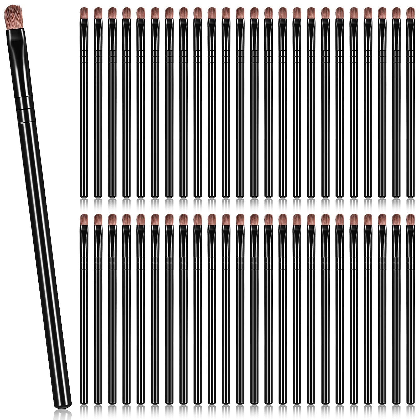 **48 Pcs Flat Makeup Brush Set - Synthetic Lip Concealer Brush, Eyebrow Brush, Portable Beauty Tools for Concealing, Blending & Setting - Perfect for Professional & Everyday Makeup (Black)**    *(Ideal for Travel, Home Use, Salon & Makeup Artists - Enhance Your Beauty Routine!)*