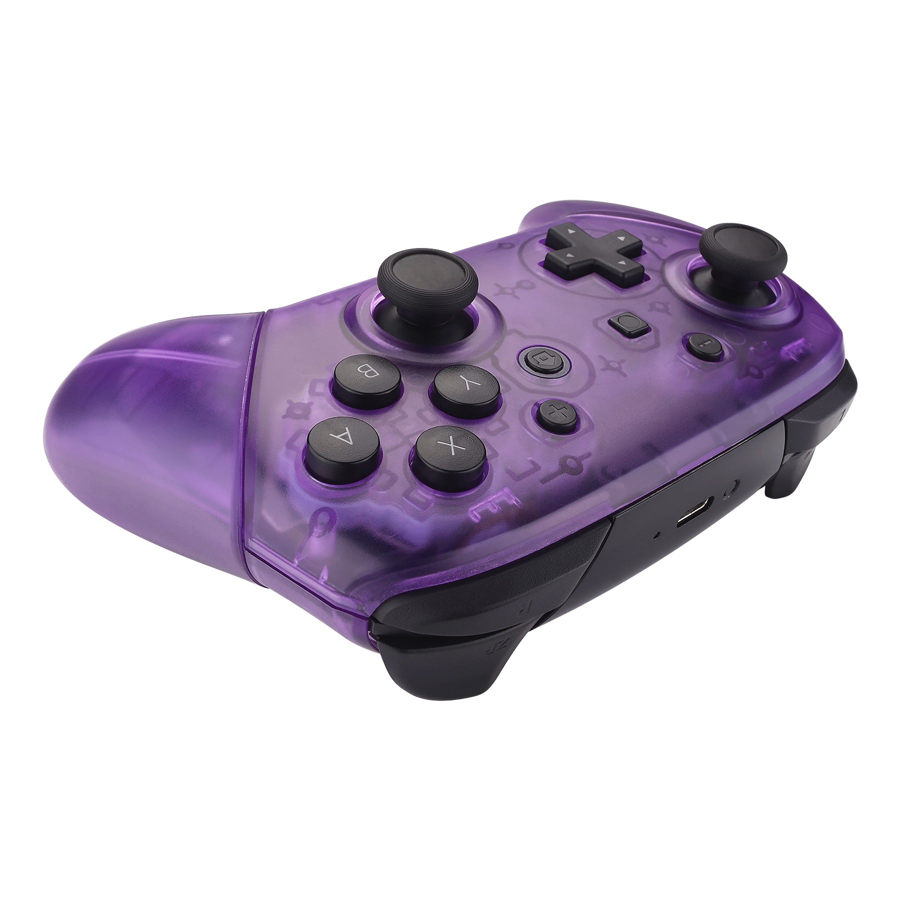 eXtremeRate Clear Atomic Purple Faceplate & Backplate Replacement for Nintendo Switch Pro Controller - DIY Custom Shell (Controller Not Included) - Perfect for Gaming, Modding & Personalization FRM505