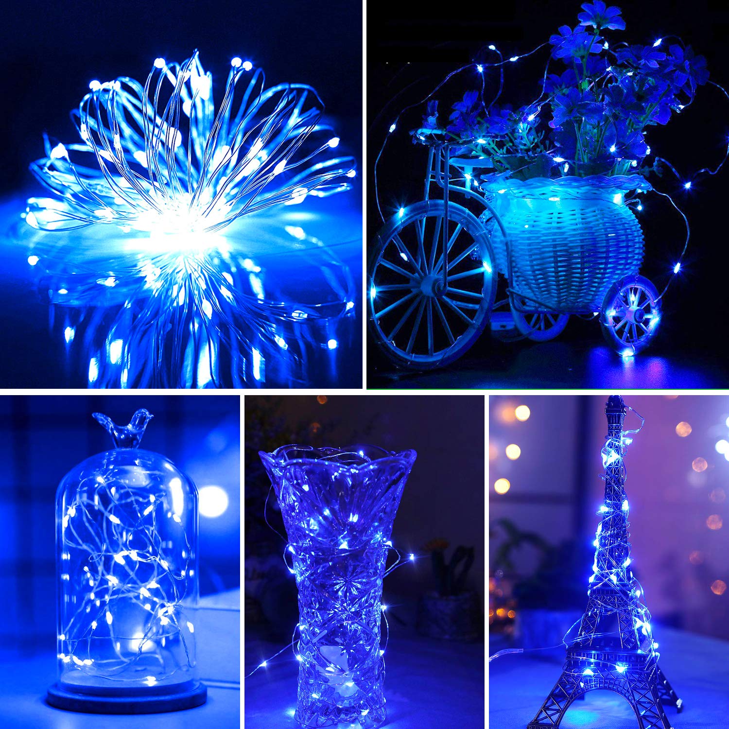 Blingstar 2 Pack 33Ft 100 LED USB Fairy Lights - Flexible Silver Wire Mini String Lights for Christmas Tree, Halloween, Bedroom, Dorm & Party Decorations (Blue) | Perfect for Indoor Holiday Decor, Wedding Centerpieces & Cozy Ambiance Lighting