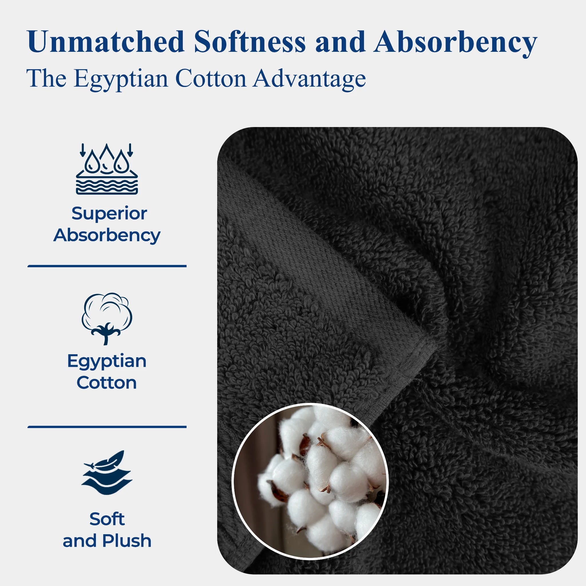 Premium Madison Egyptian Cotton 4-Piece Bath Towel Set - Ultra Soft, Absorbent & Heavyweight for Spa, Bathroom & Luxury Home Use
