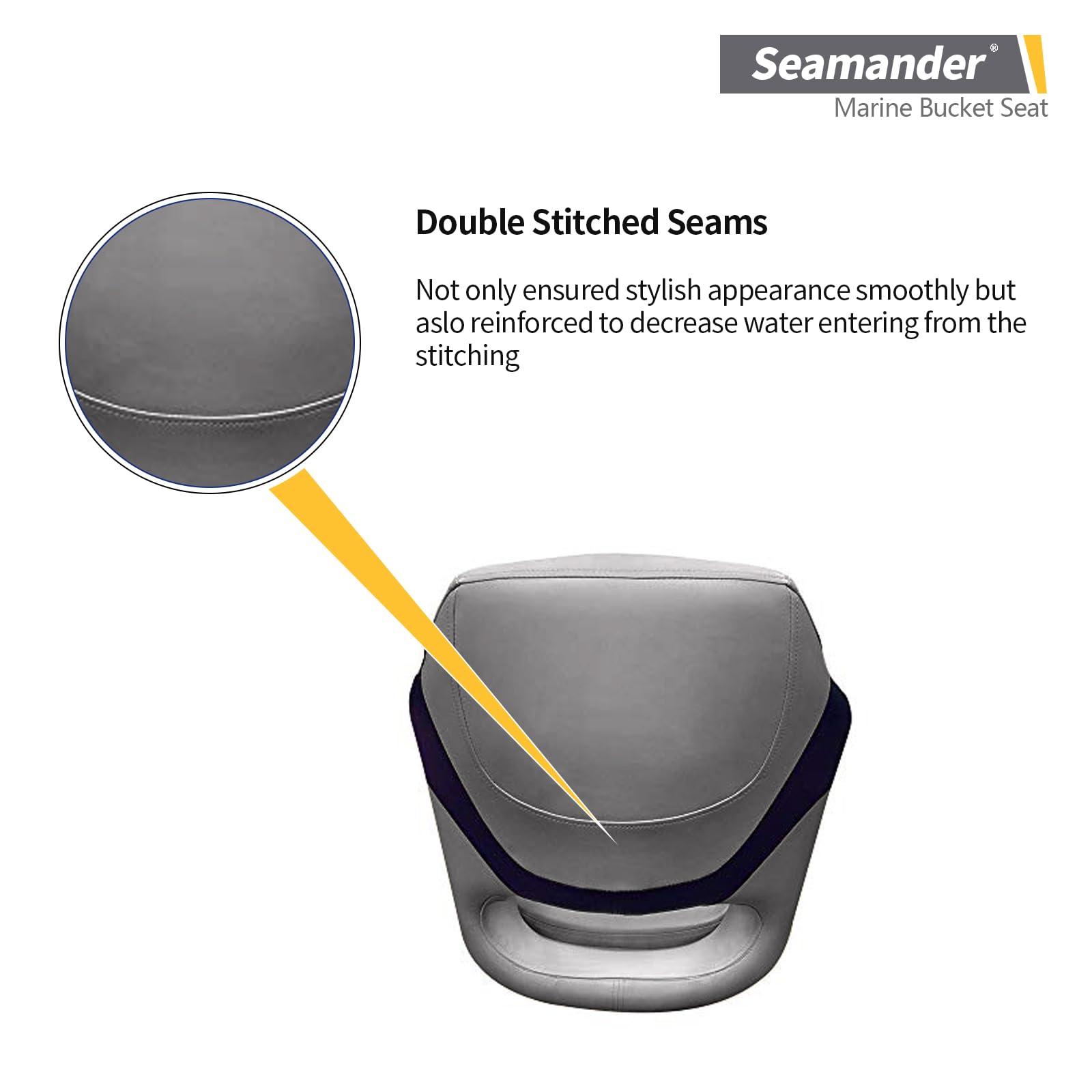 Seamander Captain Bucket Seat - Sport Flip Up Boat Seat with Adjustable Design (Grey/Blue&Tan) - Perfect for Fishing Boats, Pontoon Boats & Marine Use