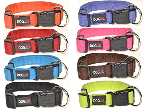 **Dogline Soft Padded Microfiber Flat Dog Collar & Leash Set - Adjustable (3/4