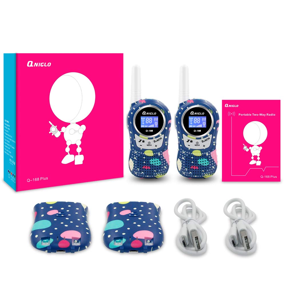 Qniglo Kids Walkie Talkies - Rechargeable Long Range Walkie Talkies with Clear Sound for Boys & Girls Ages 3-8 - Perfect for Outdoor Adventures, Camping, Hiking, and Backyard Play