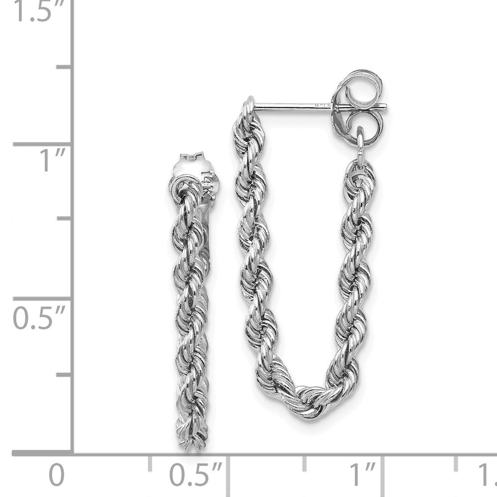 14K Solid White Gold Rope Chain Dangle Post Earrings for Women - Elegant Everyday & Evening Jewelry Gift for Her